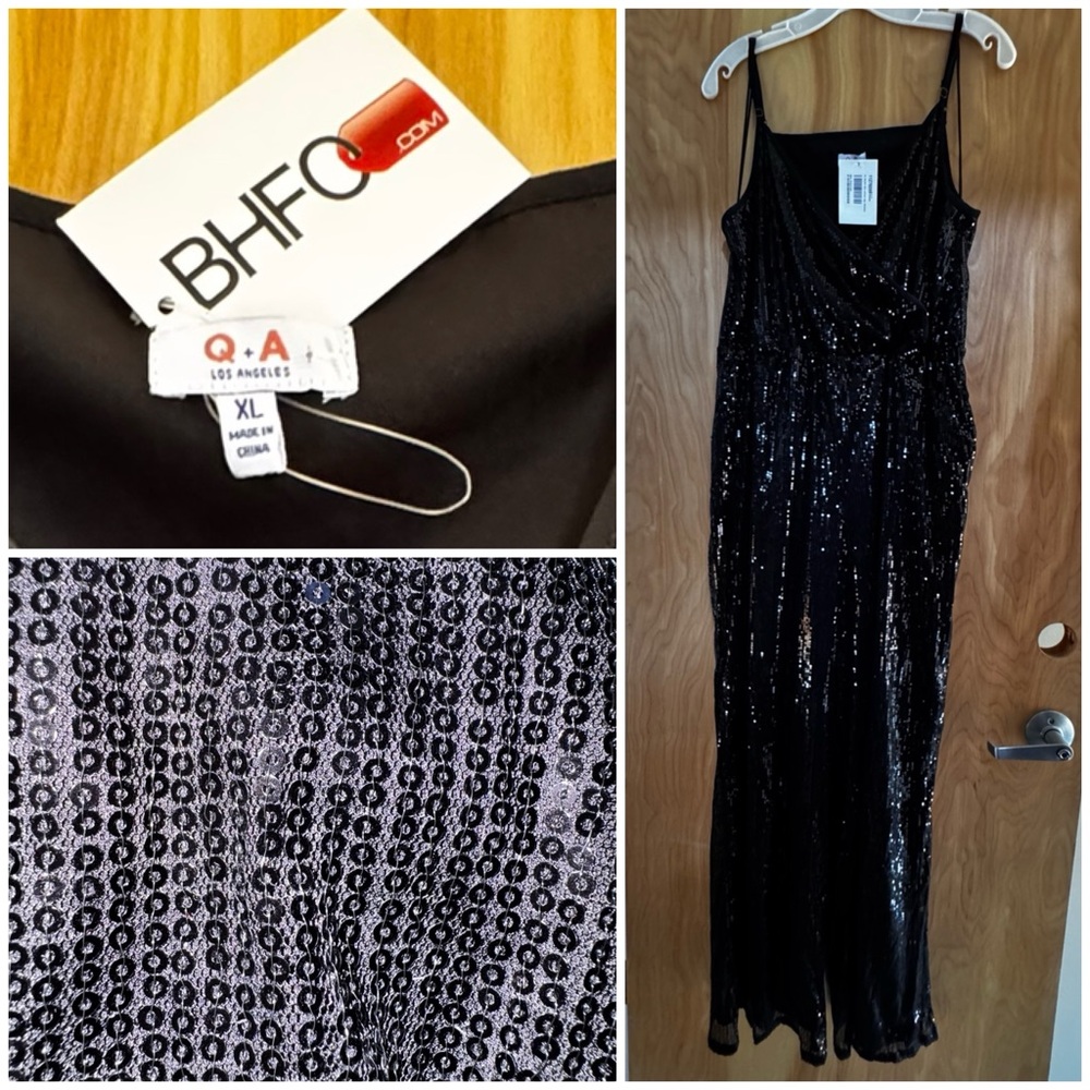 “Q+A” Black Sequin Jumpsuit